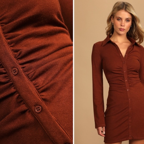 LULUS Sexy Stretch Long Sleeve Rib Knit Y2K Bodycon Mini Dress NWOT - Picture 3 of 5